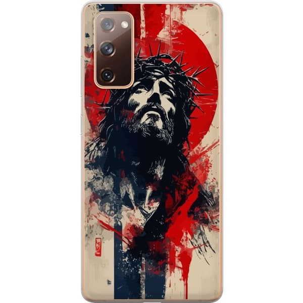 Samsung Galaxy S20 FE Gennemsigtig cover Jesus med kors - kristent motiv med stærk symbolik om tro og håb