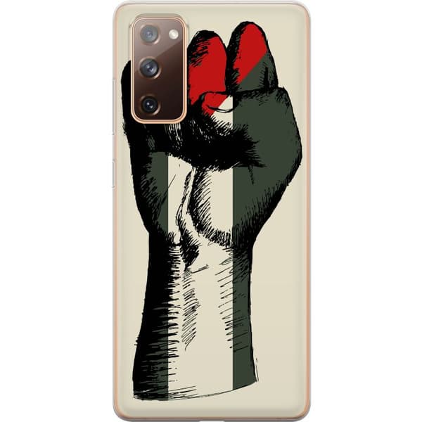 Samsung Galaxy S20 FE Genomskinligt Skal Hand knuten i Palestinas färger – kraftfull symbol för frihetsrörelsen