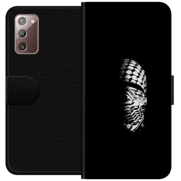 Samsung Galaxy Note20 Tegnebogsetui Keffiyeh-mønster - klassisk sort-hvid palæstinensisk tørklæde med kulturel betydning