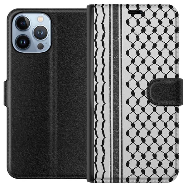 Apple iPhone 13 Pro Max Tegnebogsetui Palæstinensisk mønster - inspireret af traditionel stil keffiyeh-stof