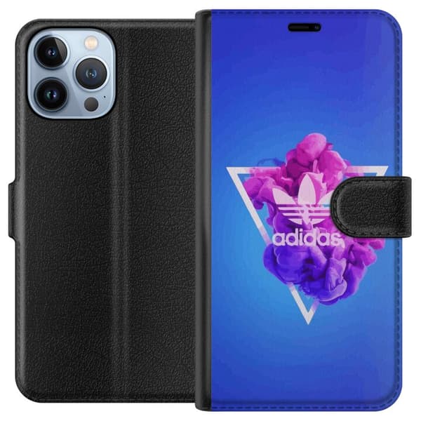 Apple iPhone 13 Pro Max Tegnebogsetui Adidas-inspireret blåt design - sporty motiv med retrovibe i blå toner
