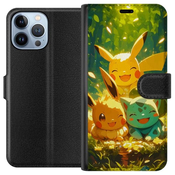 Apple iPhone 13 Pro Max Tegnebogsetui Pixelmonster spillestil - farverig design til retro-elskende gamere