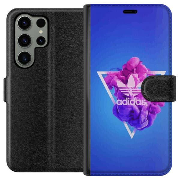 Samsung Galaxy S23 Ultra Lompakkokotelo Adidas-inspiroitunut sininen muotoilu - urheilullinen motiivi retro-vibeillä sinisissä sävyissä