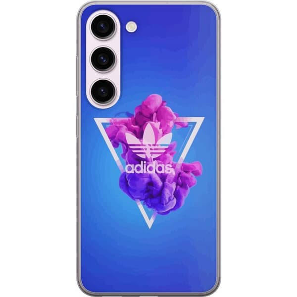 Samsung Galaxy S23 Gennemsigtig cover Adidas-inspireret blåt design - sporty motiv med retrovibe i blå toner