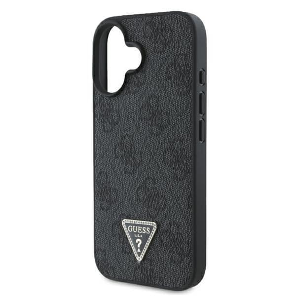 Skal till iPhone 16 - Guess Leather 4G Triangle Strass Triangle (GUHCP16SP4TDPK) - Svart