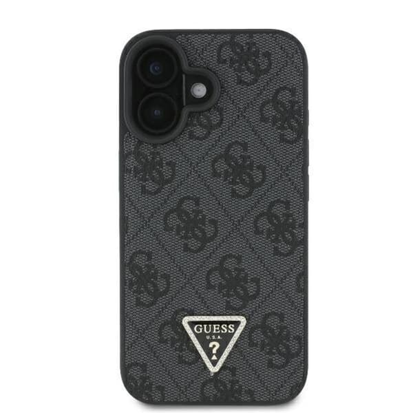 Skal till iPhone 16 - Guess Leather 4G Triangle Strass Triangle (GUHCP16SP4TDPK) - Svart