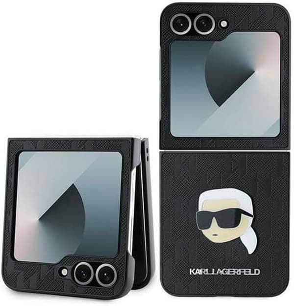 Karl Lagerfeld Saffiano Monogramfodral för Samsung Galaxy Z Flip 6 Svart - KLHCZF6PGKSKIHK