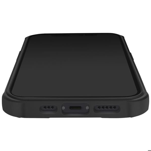 Stötbeständig skal för iPhone 12 med förstärkta hörn, mattsvart baksida, antiklittrande.