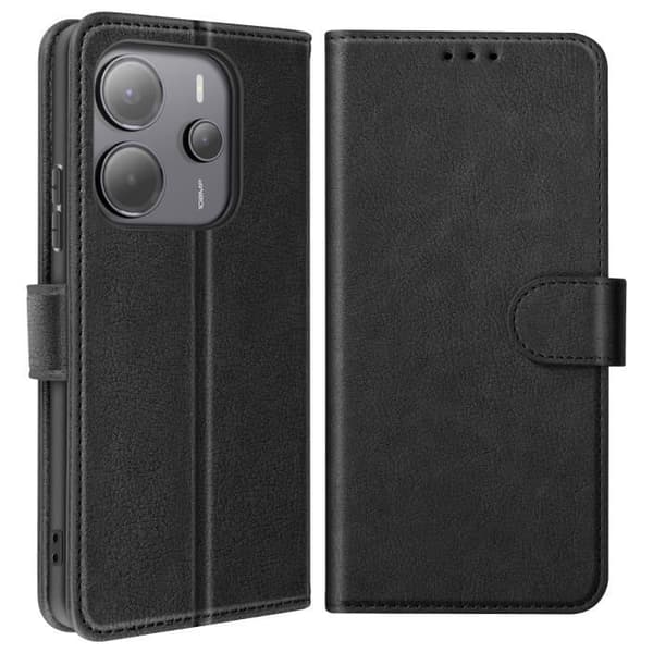 Fodral för Xiaomi Redmi Note 14 4G Fällbar Plånbok och Videoställning Svart