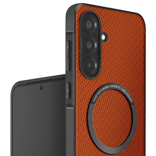 Skydd för Samsung A36 Magnetisk kortficka Lätt brunt kolfiber