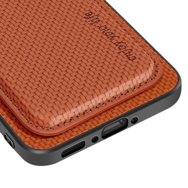 Skydd för Samsung A36 Magnetisk kortficka Lätt brunt kolfiber