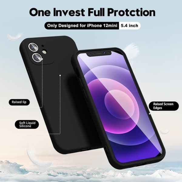 iPhone 12 Mini Musta Kotelo - Ylimääräinen Kamerasuoja