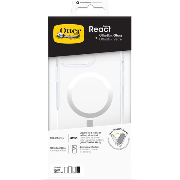 Otterbox iPhone 16 Pro Max Deksel Skjermbeskytter React MagSafe + Glass
