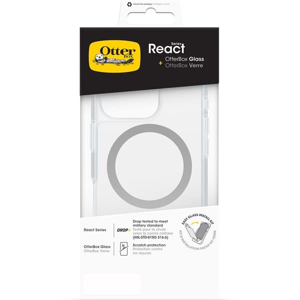 Otterbox iPhone 16 Pro Deksel Skjermbeskytter React MagSafe + Glass