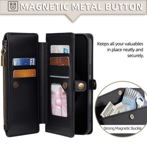 Samsung Galaxy S25 Ultra Multifunktionellt Fodral med Kortfack - Svart