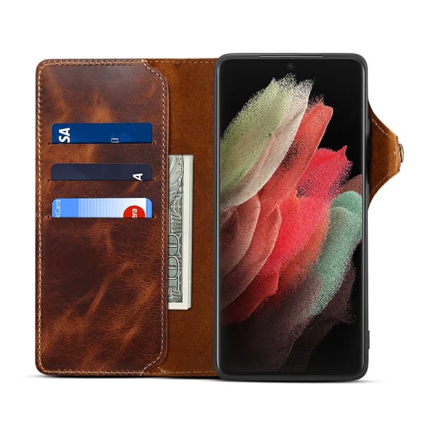 Premium Samsung Galaxy S25 Ultra Fodral Äkta Läder - Brun