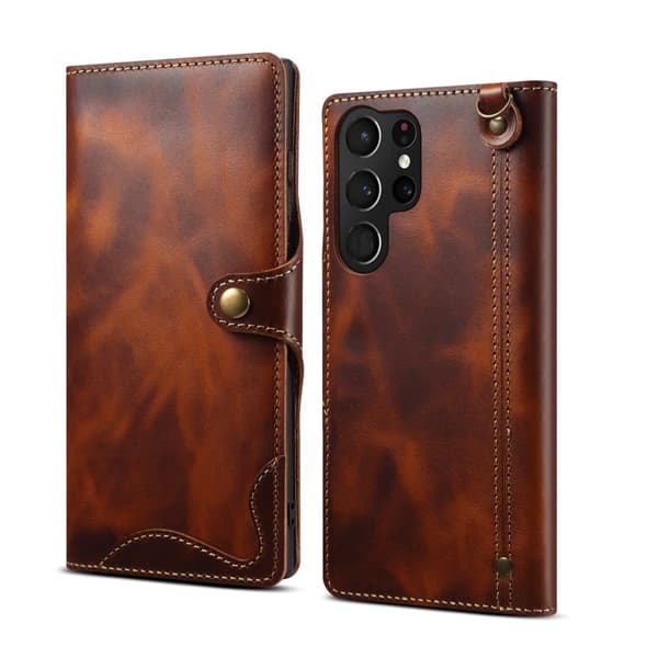 Premium Samsung Galaxy S25 Ultra Fodral Äkta Läder - Brun
