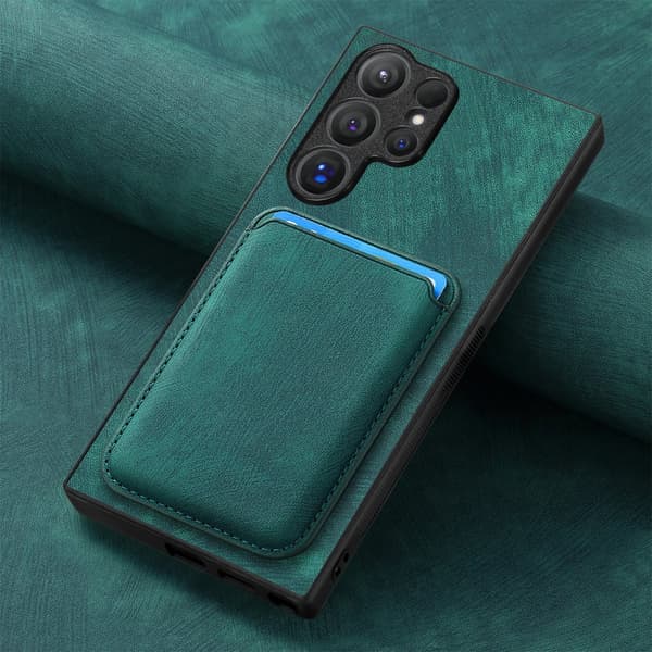 Samsung Galaxy S25 Ultra Skal med Kortfack - Mörkgrön