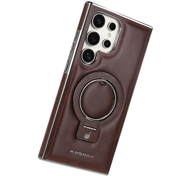 Premium Samsung Galaxy S25 Plus Skal med Stativ - Mörkbrun