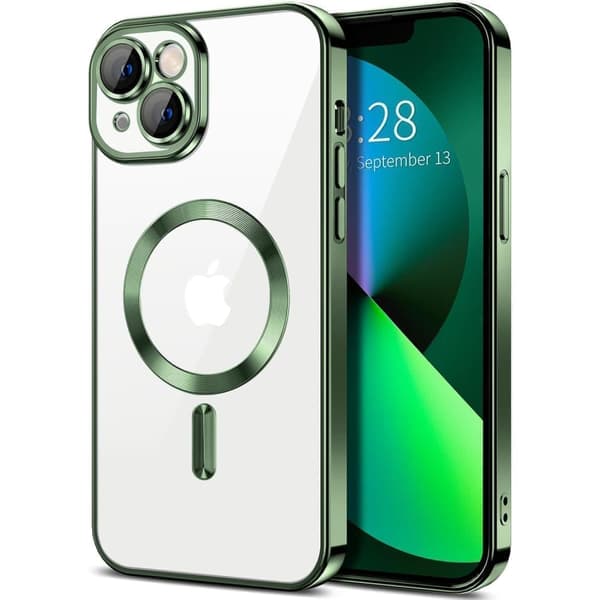 iPhone 14 Skal – Metallic Skal med Magnetisk Kompatibilitet, Slim Design - 7 Färger - GRÖN