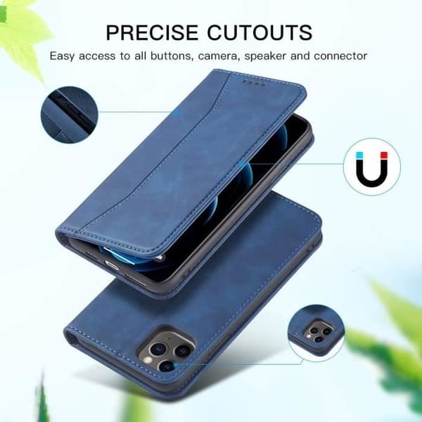 Etui Housse Premium i PU Läder Fodral Skydd Ställfunktion Magnetisk Stötsäker Leaisan - Blå
