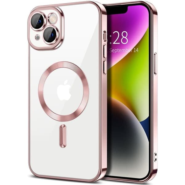 iPhone 15 Skal – Metallic Skal med Magnetisk Kompatibilitet, Slim Design - 7 Färger Rosa