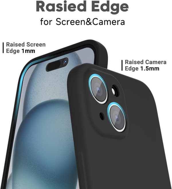 iPhone 15 Plus Mat Sort Cover - Ekstra kamerabeskyttelse