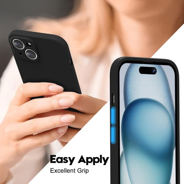 iPhone 15 Plus Mat Sort Cover - Ekstra kamerabeskyttelse