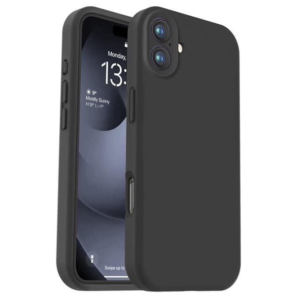 iPhone 16 Plus Mat Sort Cover - Ekstra Kamerabeskytter