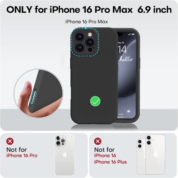 iPhone 16 Pro Max mattamusta kotelo - ylimääräinen kamerasuoja