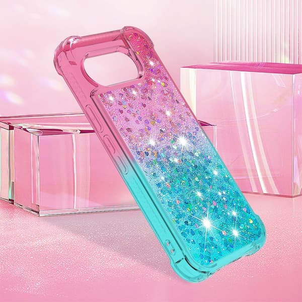 SKALO Google Pixel 9a Hiekka Glitteri Suojakuori - Pinkki-Turkoosi