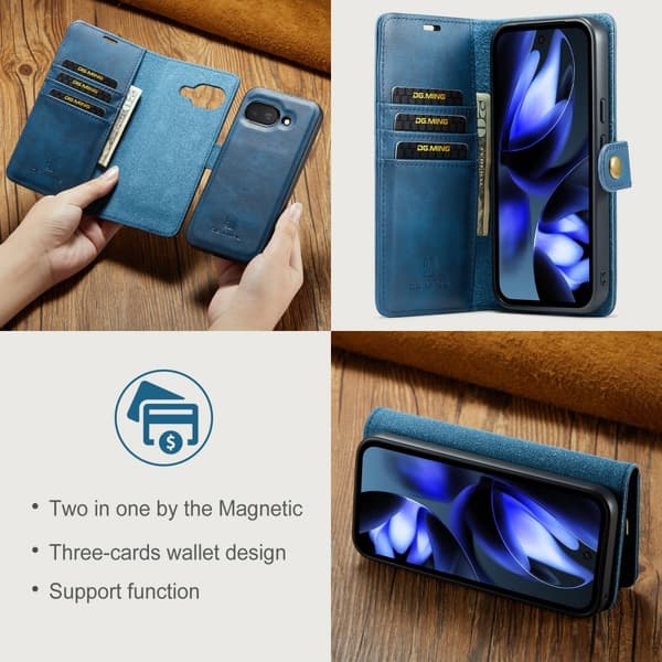 DG MING Google Pixel 9a 2-i-1 Magnet Plånboksfodral - Blå
