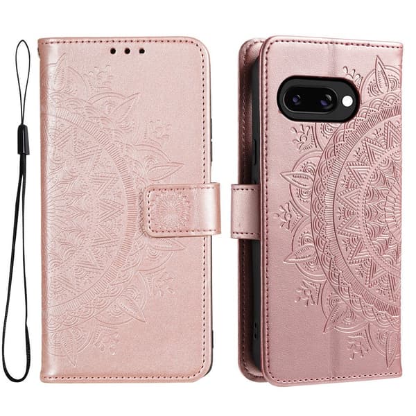 SKALO Google Pixel 9a Mandala Flip Cover - Rosa guld