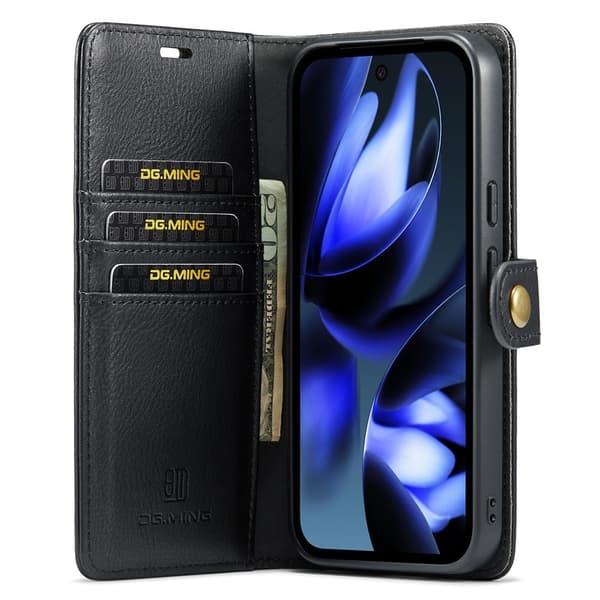 DG MING Google Pixel 9a 2-in-1 Magneetti Lompakkokotelo - Musta