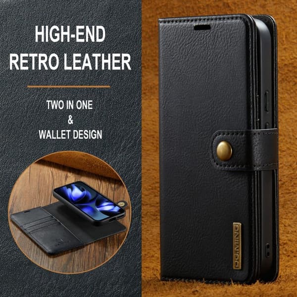 DG MING Google Pixel 9a 2-in-1 Magneetti Lompakkokotelo - Musta
