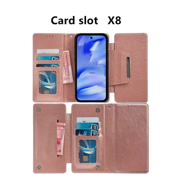 SKALO Google Pixel 9a 2-in-1 Magnetiskt Avtagbart Plånboksfodral - Roséguld