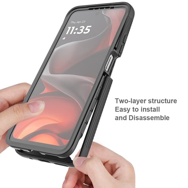 SKALO Motorola Moto G05 Shockproof Clear Hybrid+Näytönsuoja Suojakuori - Musta
