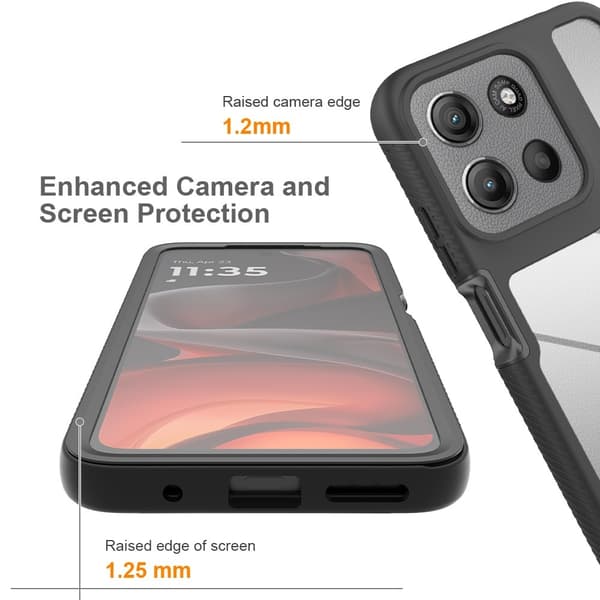 SKALO Motorola Moto G05 Shockproof Clear Hybrid+Näytönsuoja Suojakuori - Musta