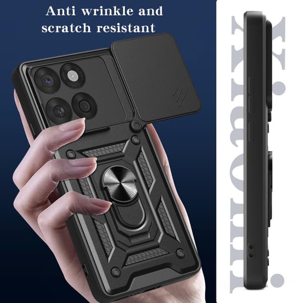 SKALO Motorola Edge 60 Armor Metallinen rengas -kamerasuojus Suojakuori - Musta