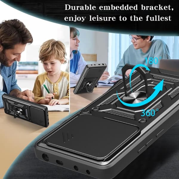 SKALO Motorola Edge 60 Armor Metallinen rengas -kamerasuojus Suojakuori - Musta