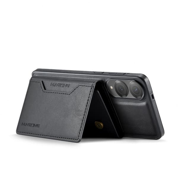 SKALO Samsung S25 Edge MAGKING K2 PU-Læder Cover Magnetisk Pung - Sort