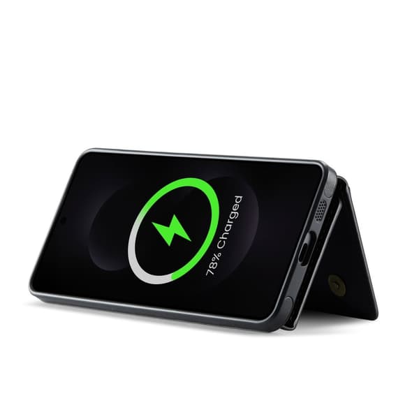 SKALO Samsung S25 Edge MAGKING K2 PU-Læder Cover Magnetisk Pung - Sort