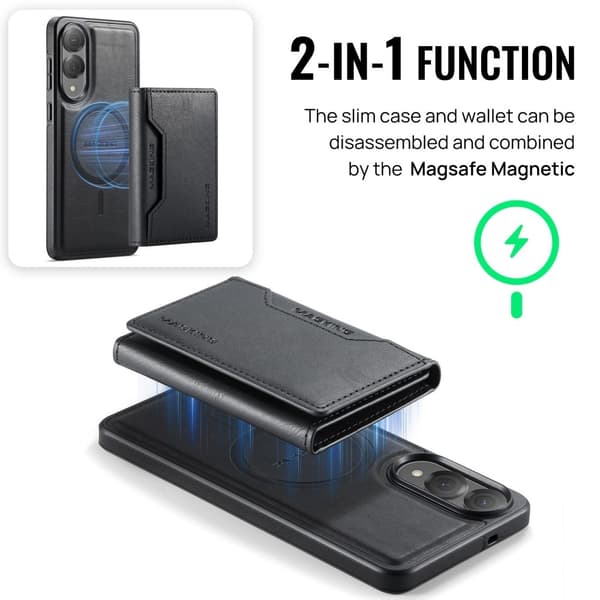 SKALO Samsung S25 Edge MAGKING K2 PU-Læder Cover Magnetisk Pung - Sort
