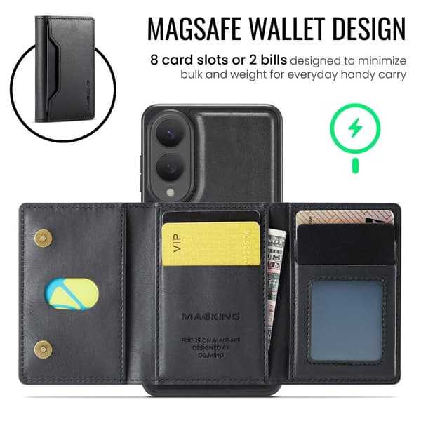 SKALO Samsung S25 Edge MAGKING K2 PU-Læder Cover Magnetisk Pung - Sort