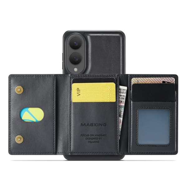 SKALO Samsung S25 Edge MAGKING K2 PU-Læder Cover Magnetisk Pung - Sort