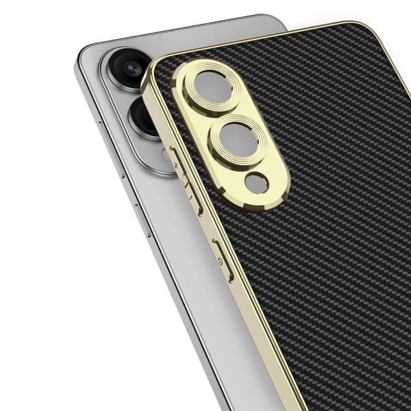 SKALO Samsung S25 Edge GKK Carbon Fiber Guldkant Skal - Svart
