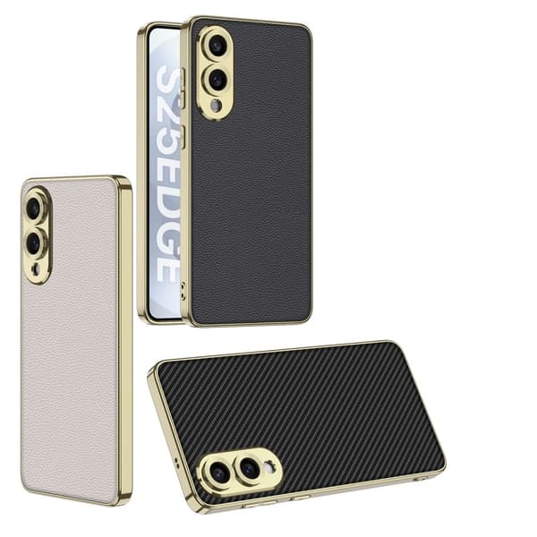 SKALO Samsung S25 Edge GKK Carbon Fiber Guldkant Skal - Svart