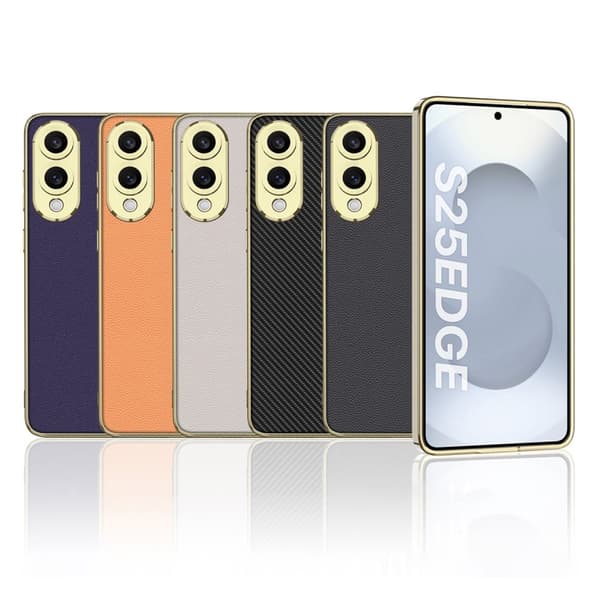 SKALO Samsung S25 Edge GKK Carbon Fiber Guldkant Skal - Svart