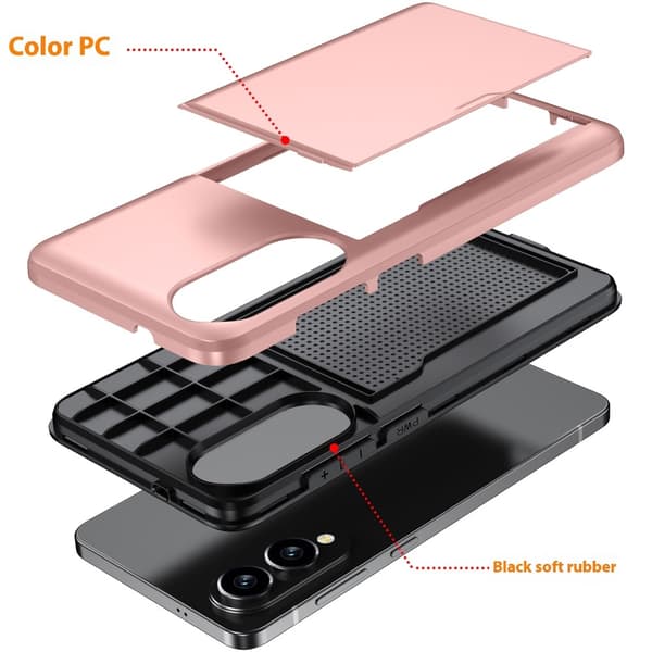 SKALO Samsung S25 Edge Armor Kortholder Cover - Sort