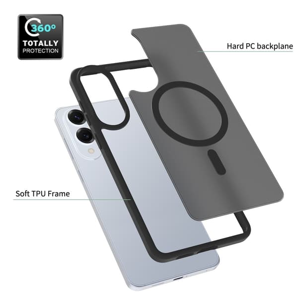 SKALO Samsung S25 Edge Skin-touch Hybrid Suojakuori - Musta